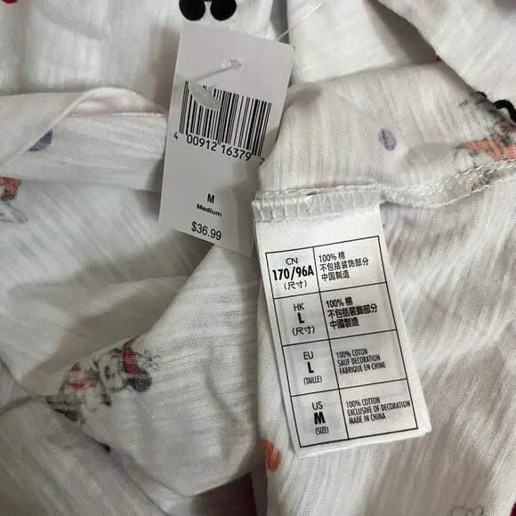 NEW DISNEY PARKS DISNEYLAND TEE SHIRT WOMENS MEDIUM WHITE POLKA DOT CHARACTERS - Picture 5 of 6